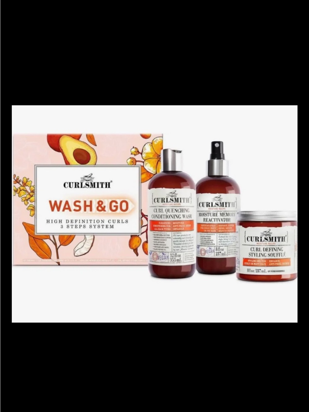 New Curlsmith Wash & Go High Definition Curls 3-Step System 3 pc set full size